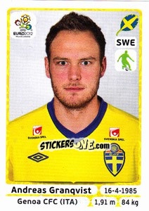 Cromo Andreas Granqvist - UEFA Euro Poland-Ukraine 2012 - Panini