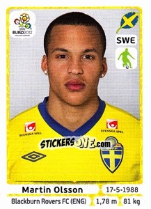 Sticker Martin Olsson - UEFA Euro Poland-Ukraine 2012 n. 438 - Panini