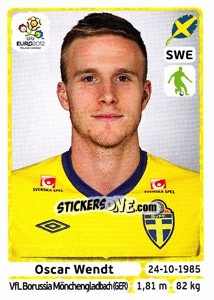 Sticker Oscar Wendt - UEFA Euro Poland-Ukraine 2012 n. 439 - Panini