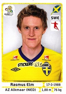 Sticker Rasmus Elm - UEFA Euro Poland-Ukraine 2012 n. 443 - Panini