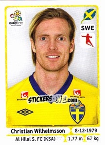 Sticker Christian Wilhelmsson - UEFA Euro Poland-Ukraine 2012 - Panini
