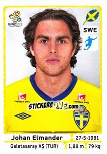 Sticker Johan Elmander - UEFA Euro Poland-Ukraine 2012 n. 450 - Panini
