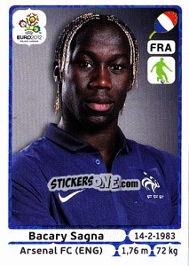 Sticker Bacary Sagna - UEFA Euro Poland-Ukraine 2012 n. 469 - Panini