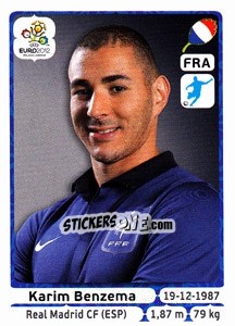 Sticker Karim Benzema - UEFA Euro Poland-Ukraine 2012 n. 480 - Panini