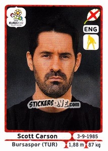 Sticker Scott Carson - UEFA Euro Poland-Ukraine 2012 n. 491 - Panini
