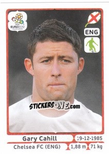 Sticker Gary Cahill - UEFA Euro Poland-Ukraine 2012 n. 495 - Panini