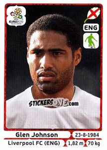 Sticker Glen Johnson - UEFA Euro Poland-Ukraine 2012 n. 496 - Panini