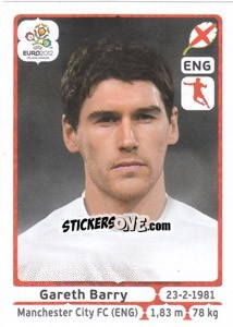 Sticker Gareth Barry - UEFA Euro Poland-Ukraine 2012 n. 498 - Panini