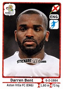 Sticker Darren Bent - UEFA Euro Poland-Ukraine 2012 n. 508 - Panini