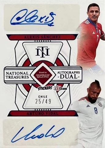 Sticker Alexis Sanchez / Arturo Vidal - National Treasures Road to FIFA World Cup 2022 n. AD-CHI - Panini