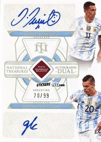 Sticker Angel Di Maria / Giovani Lo Celso - National Treasures Road to FIFA World Cup 2022 n. AD-ARA - Panini