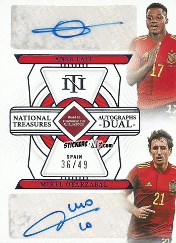 Sticker Ansu Fati / Mikel Oyarzabal - National Treasures Road to FIFA World Cup 2022 n. AD-SPA - Panini