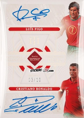 Sticker Cristiano Ronaldo / Luis Figo - National Treasures Road to FIFA World Cup 2022 n. AD-POC - Panini