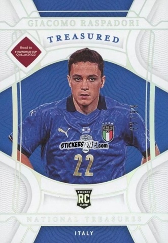 Cromo Giacomo Raspadori - National Treasures Road to FIFA World Cup 2022 n. 198 - Panini