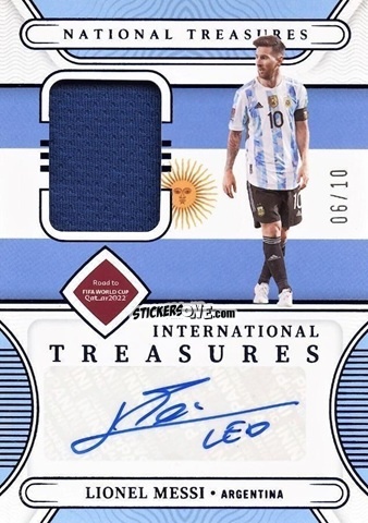 Sticker Lionel Messi - National Treasures Road to FIFA World Cup 2022 n. IA-LEO - Panini