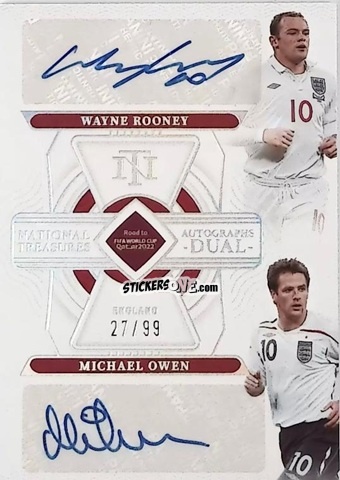 Sticker Michael Owen / Wayne Rooney - National Treasures Road to FIFA World Cup 2022 n. AD-ENB - Panini