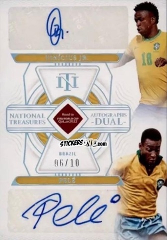 Sticker Pele / Vinicius Jr. - National Treasures Road to FIFA World Cup 2022 n. AD-BRC - Panini