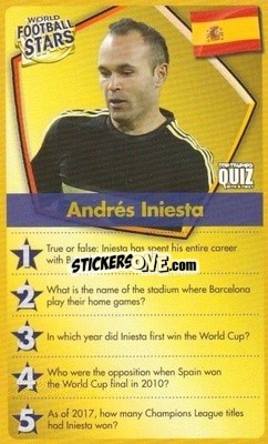 Sticker Andres Iniesta - World Football Stars 2018 Quiz
 n. 90 - Top Trumps