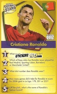 Sticker Cristiano Ronaldo - World Football Stars 2018 Quiz
 n. 82 - Top Trumps