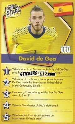Sticker David De Gea - World Football Stars 2018 Quiz
 n. 88 - Top Trumps