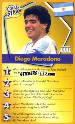 Sticker Diego Maradona - World Football Stars 2018 Quiz
 - Top Trumps