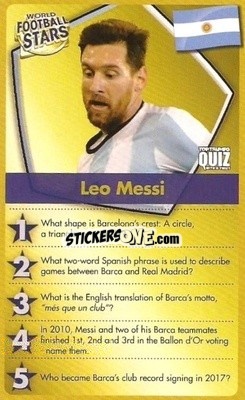 Cromo Lionel Messi - World Football Stars 2018 Quiz
 - Top Trumps