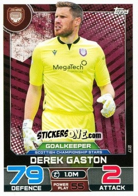 Sticker Derek Gaston - SPFL 2022-2023. Match Attax
 - Topps