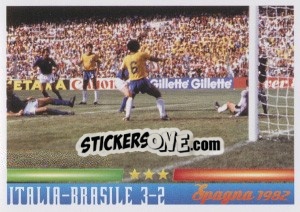 Sticker Italia-Brasile 3-2 (74' Rossi 3-2) - Azzurro Mondiale 1910-2002 n. 60 - Panini