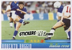 Cromo Roberto Baggio: Le magie del divin codini - Azzurro Mondiale 1910-2002 - Panini