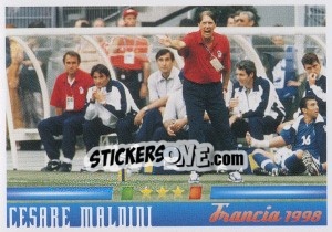 Sticker Il commissario tecnico: Cesare Maldini - Azzurro Mondiale 1910-2002 n. 113 - Panini