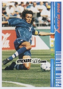 Sticker Il gesto tecnico: Maldini - Azzurro Mondiale 1910-2002 - Panini
