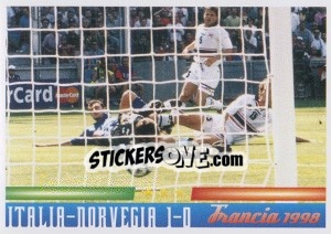 Sticker Italia-Norvegia 1-0 - Azzurro Mondiale 1910-2002 - Panini