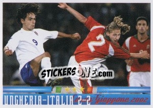 Sticker Ungheria-Italia 2-2 - Azzurro Mondiale 1910-2002 n. 132 - Panini
