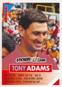 Sticker Tony Adams - SuperPlayers 1996 n. 5 - Panini