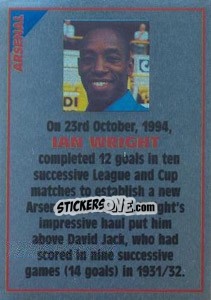 Sticker Ian Wright (note) - SuperPlayers 1996 n. 17 - Panini