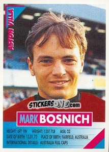 Sticker Mark Bosnich - SuperPlayers 1996 - Panini