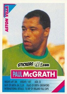 Sticker Paul McGrath - SuperPlayers 1996 n. 23 - Panini