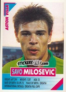 Sticker Savo Milosevic - SuperPlayers 1996 - Panini