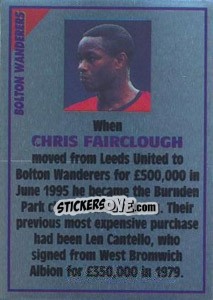 Sticker Chris Fairclough (note) - SuperPlayers 1996 - Panini