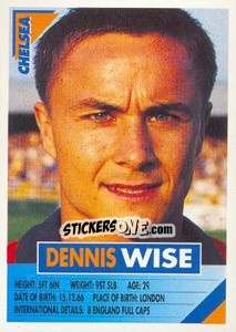 Sticker Dennis Wise - SuperPlayers 1996 n. 72 - Panini