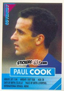 Sticker Paul Cook - SuperPlayers 1996 - Panini