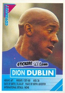 Sticker Dion Dublin - SuperPlayers 1996 n. 89 - Panini