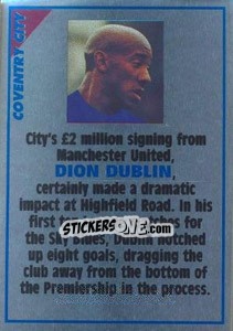 Sticker Dion Dublin (note) - SuperPlayers 1996 - Panini