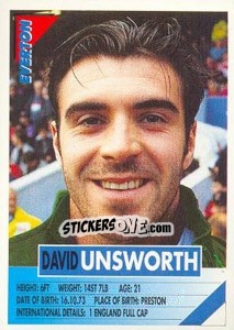 Sticker David Unsworth - SuperPlayers 1996 - Panini
