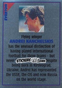 Sticker Andrei Kanchelskis (note) - SuperPlayers 1996 n. 107 - Panini
