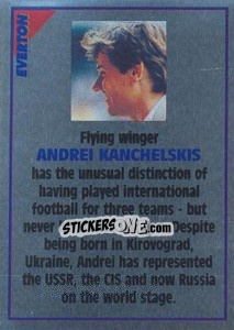 Figurina Andrei Kanchelskis (note) - SuperPlayers 1996 - Panini