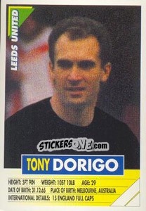Sticker Tony Dorigo - SuperPlayers 1996 - Panini