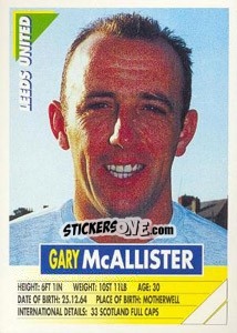 Sticker Gary McAllister - SuperPlayers 1996 n. 114 - Panini