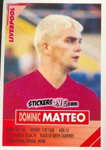 Sticker Dominic Matteo - SuperPlayers 1996 - Panini