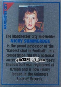 Sticker Nicky Summerbee (note) - SuperPlayers 1996 - Panini